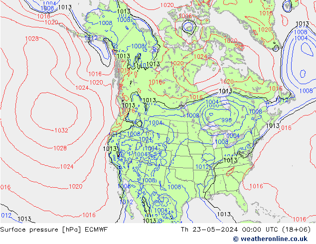 Bodendruck ECMWF Do 23.05.2024 00 UTC