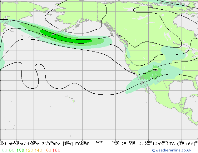 Jet stream/Height 300 hPa ECMWF Sa 25.05.2024 12 UTC