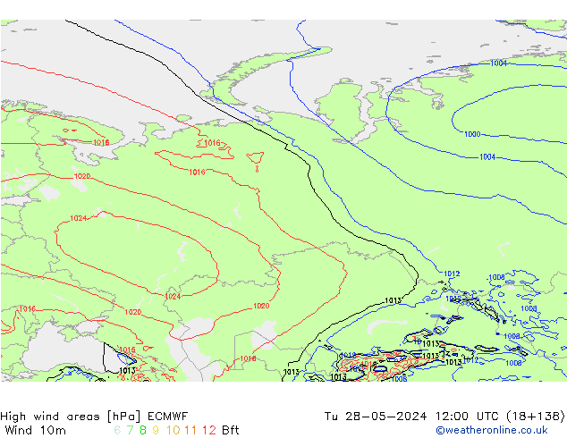 High wind areas ECMWF  28.05.2024 12 UTC