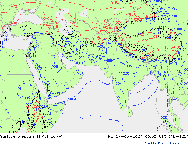 地面气压 ECMWF 星期一 27.05.2024 00 UTC