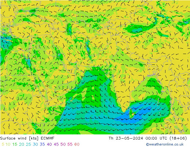 风 10 米 ECMWF 星期四 23.05.2024 00 UTC