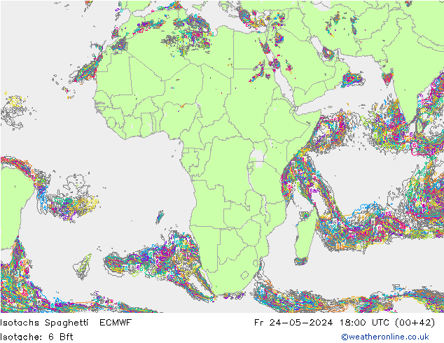Isotachs Spaghetti ECMWF пт 24.05.2024 18 UTC