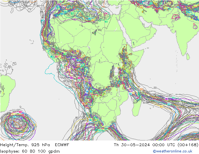 Height/Temp. 925 hPa ECMWF gio 30.05.2024 00 UTC