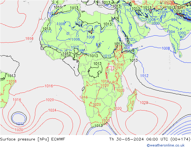 Luchtdruk (Grond) ECMWF do 30.05.2024 06 UTC