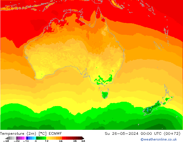 Temperature (2m) ECMWF Su 26.05.2024 00 UTC