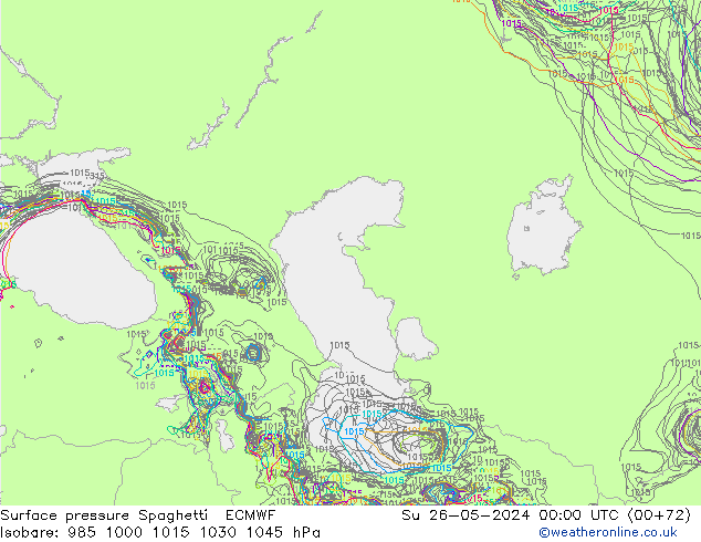 приземное давление Spaghetti ECMWF Вс 26.05.2024 00 UTC