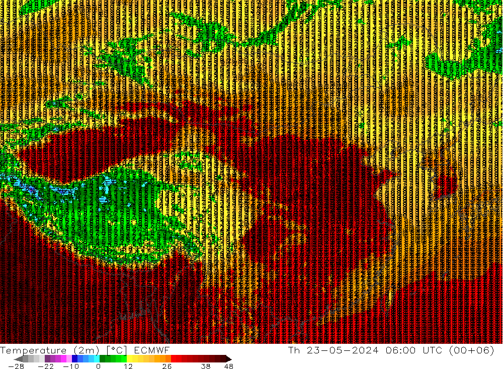 温度图 ECMWF 星期四 23.05.2024 06 UTC