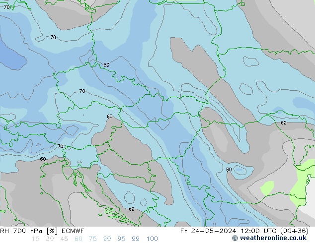 RH 700 hPa ECMWF Fr 24.05.2024 12 UTC