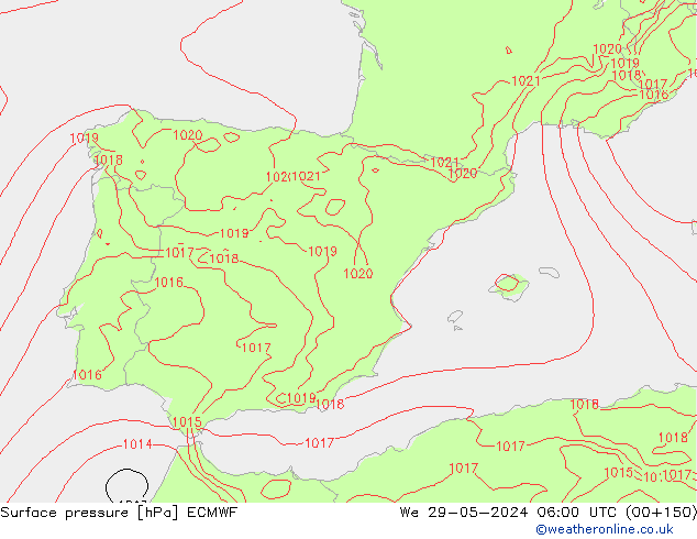 Pressione al suolo ECMWF mer 29.05.2024 06 UTC