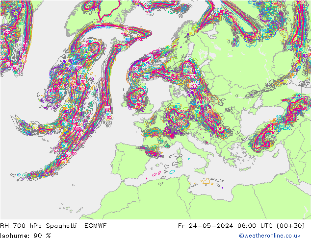 700 hPa Nispi Nem Spaghetti ECMWF Cu 24.05.2024 06 UTC