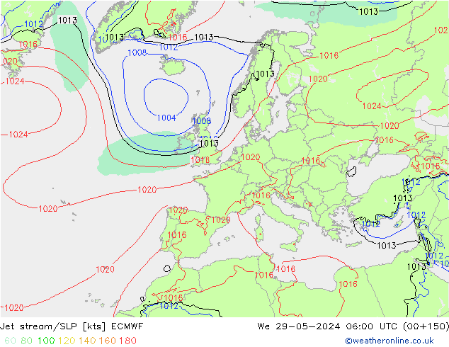 Polarjet/Bodendruck ECMWF Mi 29.05.2024 06 UTC