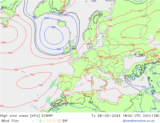 Windvelden ECMWF di 28.05.2024 18 UTC