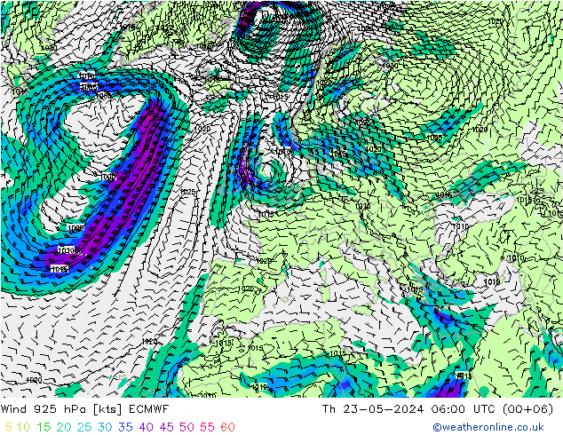 风 925 hPa ECMWF 星期四 23.05.2024 06 UTC