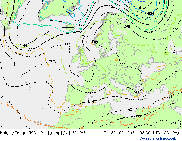 Height/Temp. 500 hPa ECMWF 星期四 23.05.2024 06 UTC