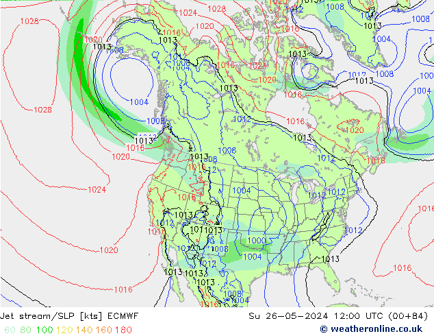 Straalstroom/SLP ECMWF zo 26.05.2024 12 UTC