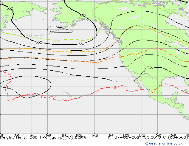 Height/Temp. 500 гПа ECMWF пт 07.06.2024 00 UTC