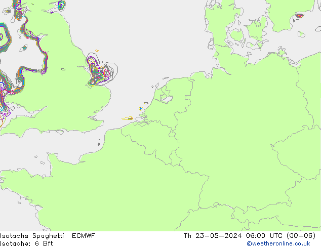 Isotaca Spaghetti ECMWF jue 23.05.2024 06 UTC