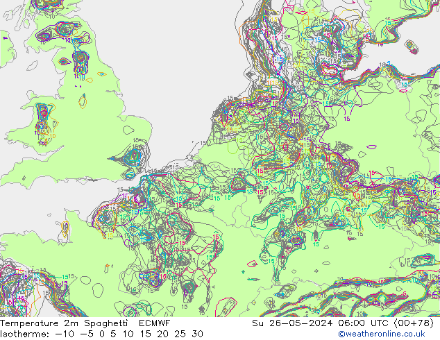 Temperaturkarte Spaghetti ECMWF So 26.05.2024 06 UTC