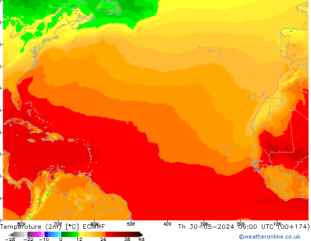 température (2m) ECMWF jeu 30.05.2024 06 UTC
