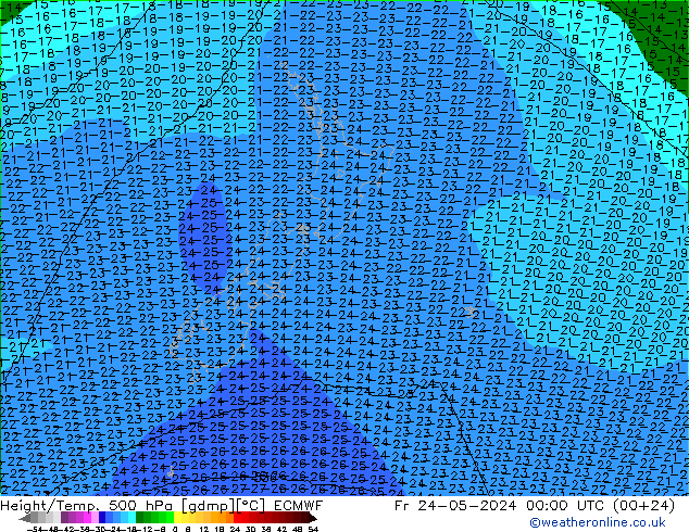 Height/Temp. 500 hPa ECMWF Sex 24.05.2024 00 UTC