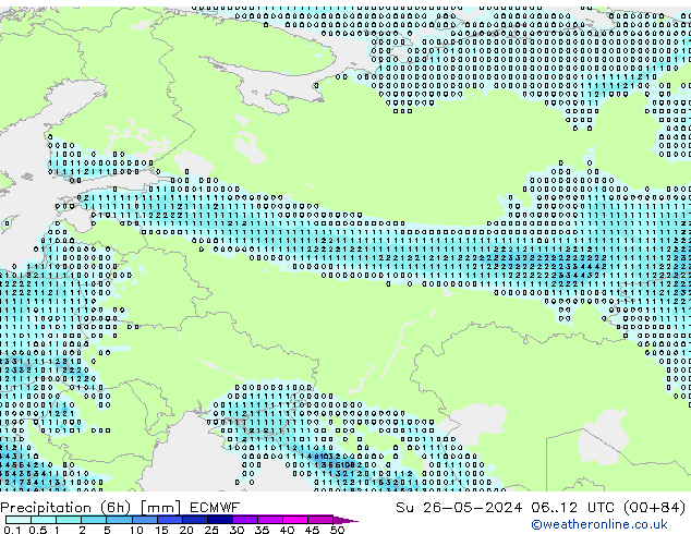 Précipitation (6h) ECMWF dim 26.05.2024 12 UTC