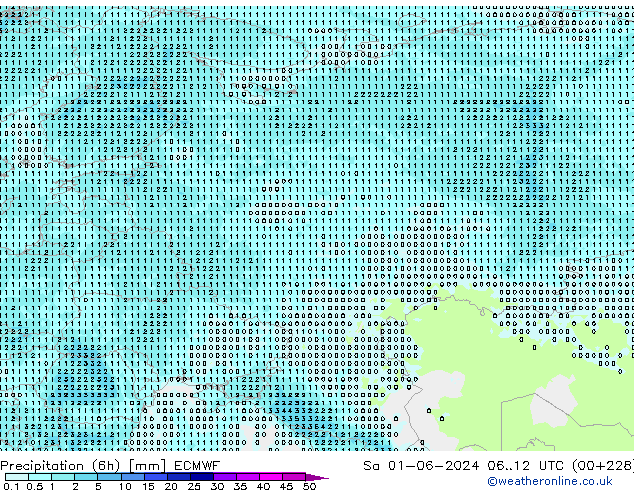 Precipitação (6h) ECMWF Sáb 01.06.2024 12 UTC