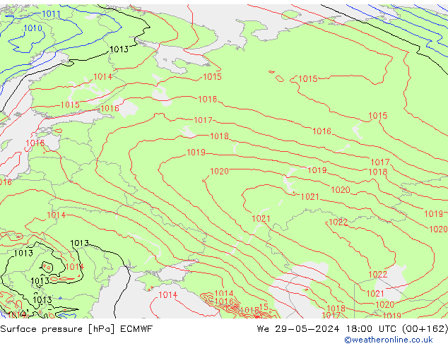Surface pressure ECMWF We 29.05.2024 18 UTC