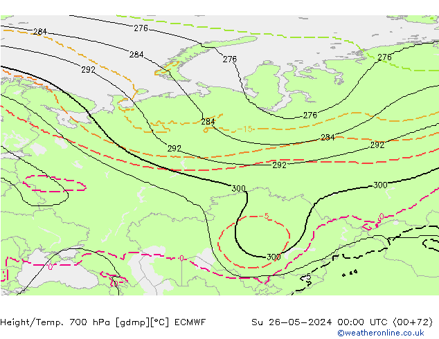 Hoogte/Temp. 700 hPa ECMWF zo 26.05.2024 00 UTC