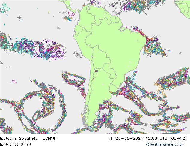 Isotachen Spaghetti ECMWF do 23.05.2024 12 UTC