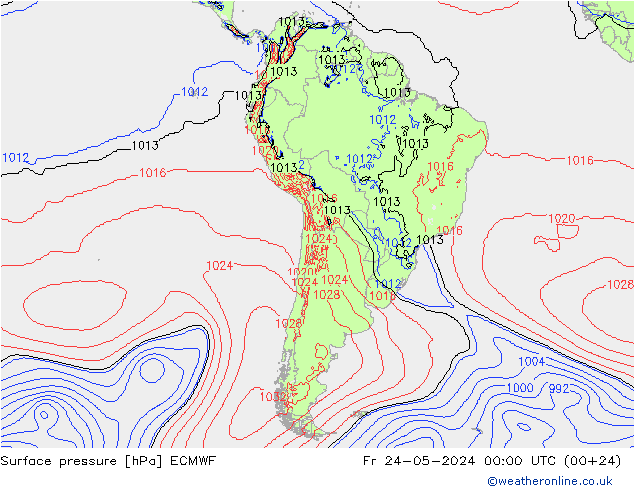 Yer basıncı ECMWF Cu 24.05.2024 00 UTC
