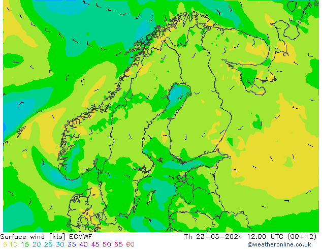 风 10 米 ECMWF 星期四 23.05.2024 12 UTC