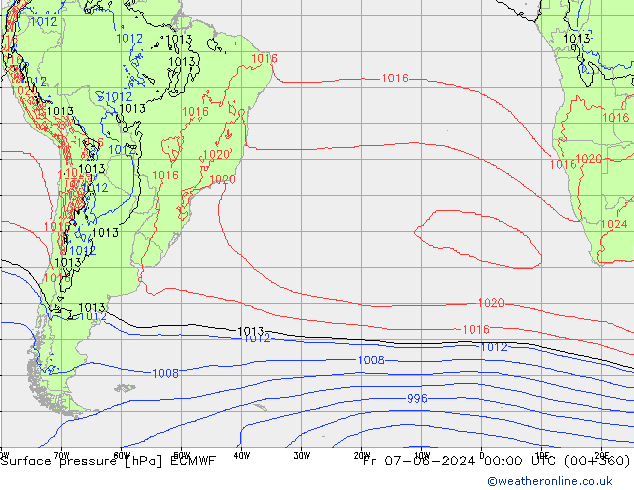 Pressione al suolo ECMWF ven 07.06.2024 00 UTC