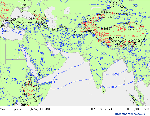 地面气压 ECMWF 星期五 07.06.2024 00 UTC