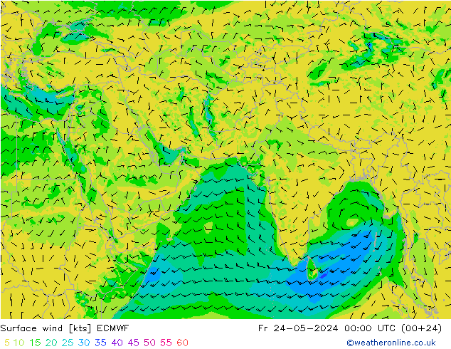 风 10 米 ECMWF 星期五 24.05.2024 00 UTC