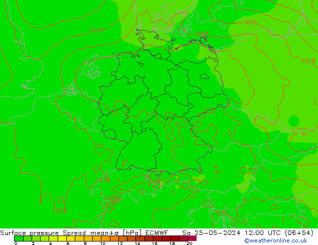 Bodendruck Spread ECMWF Sa 25.05.2024 12 UTC