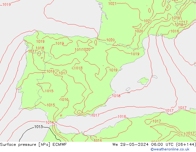 Yer basıncı ECMWF Çar 29.05.2024 06 UTC