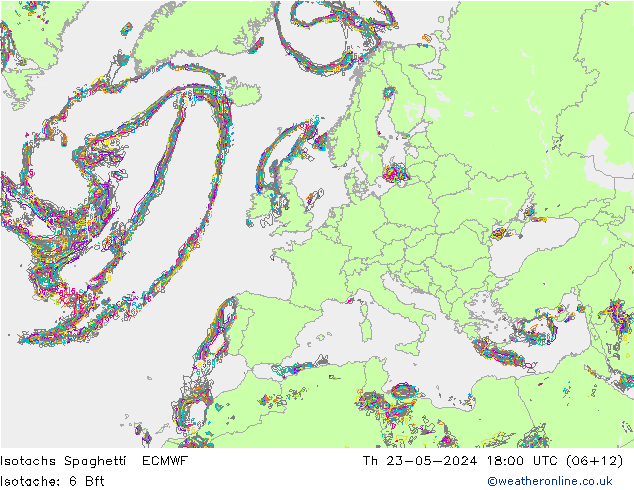 Isotachen Spaghetti ECMWF Do 23.05.2024 18 UTC