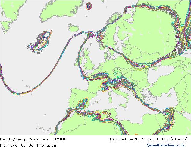 Height/Temp. 925 hPa ECMWF 星期四 23.05.2024 12 UTC