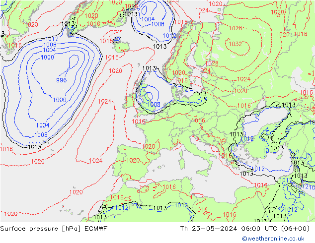 приземное давление ECMWF чт 23.05.2024 06 UTC