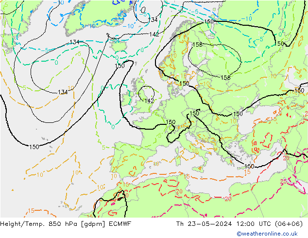Height/Temp. 850 hPa ECMWF 星期四 23.05.2024 12 UTC