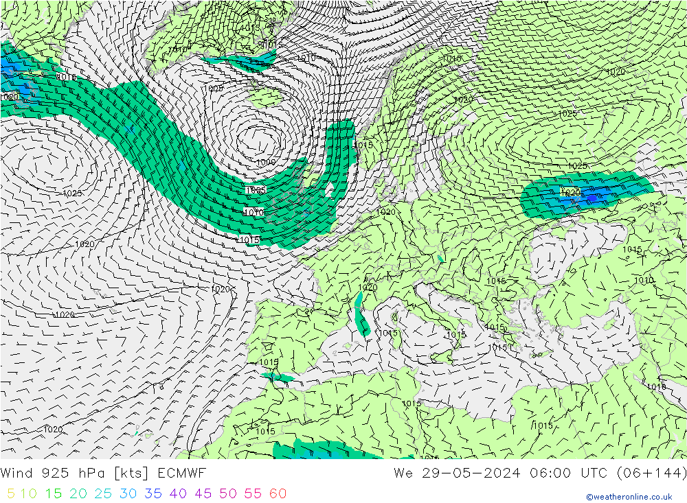 Wind 925 hPa ECMWF We 29.05.2024 06 UTC