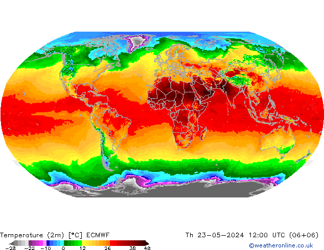 Temperature (2m) ECMWF Th 23.05.2024 12 UTC