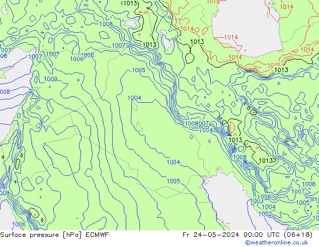 Surface pressure ECMWF Fr 24.05.2024 00 UTC