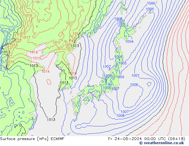 Atmosférický tlak ECMWF Pá 24.05.2024 00 UTC
