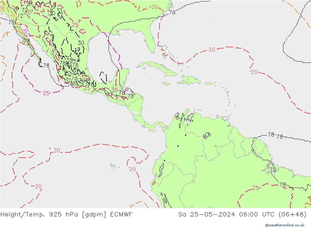 Yükseklik/Sıc. 925 hPa ECMWF Cts 25.05.2024 06 UTC