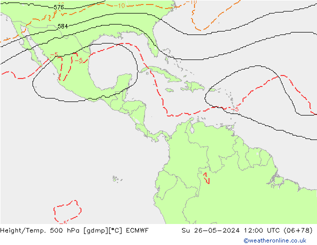 Height/Temp. 500 hPa ECMWF nie. 26.05.2024 12 UTC