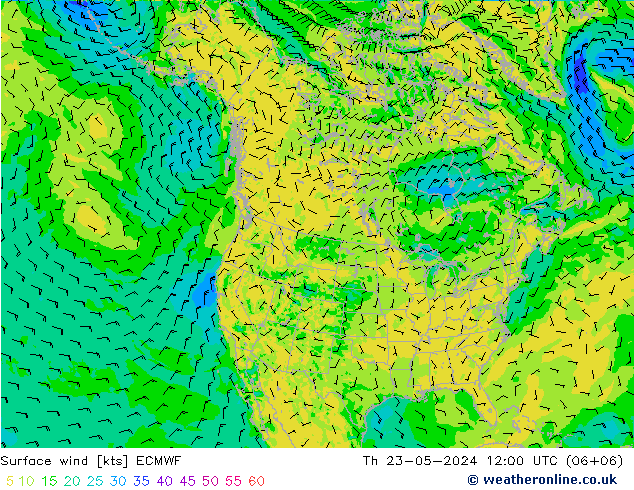 风 10 米 ECMWF 星期四 23.05.2024 12 UTC