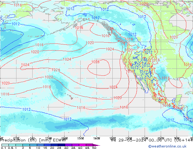 Precipitación (6h) ECMWF mié 29.05.2024 06 UTC