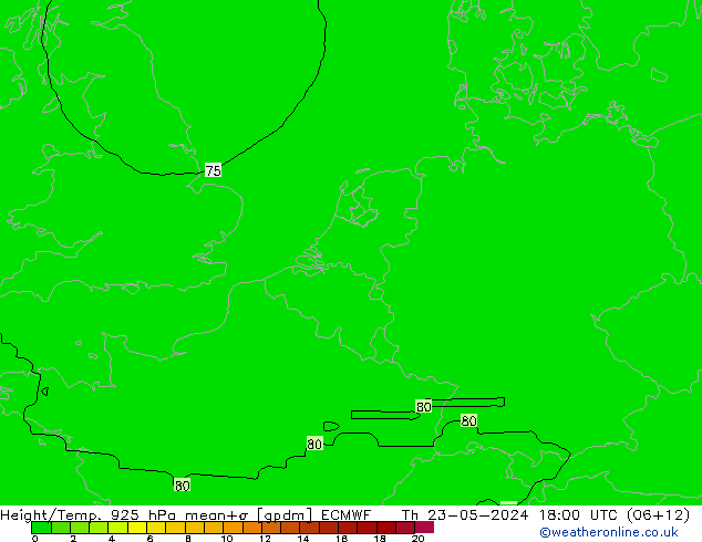 Height/Temp. 925 hPa ECMWF 星期四 23.05.2024 18 UTC