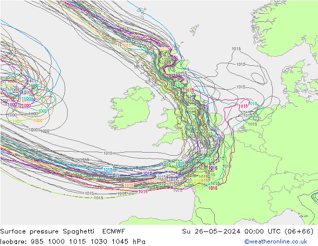 Surface pressure Spaghetti ECMWF Su 26.05.2024 00 UTC